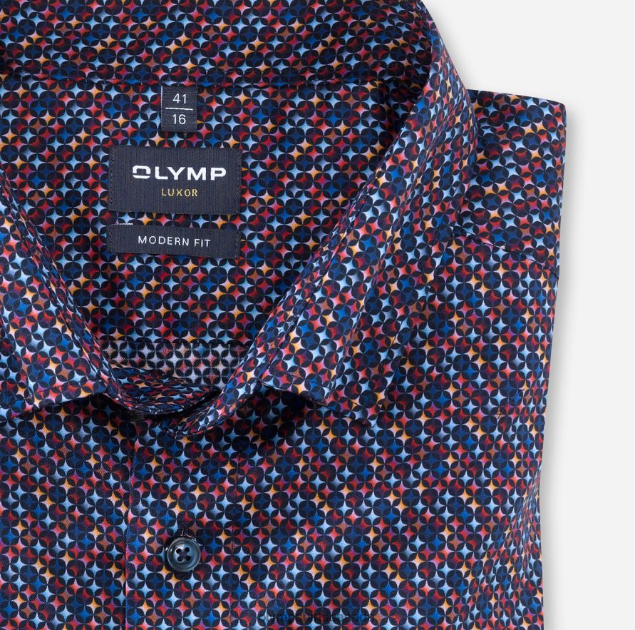 OLYMP Luxor Modern Fit Business Shirt Under Button-Down Red H2P42H1355 Clothing