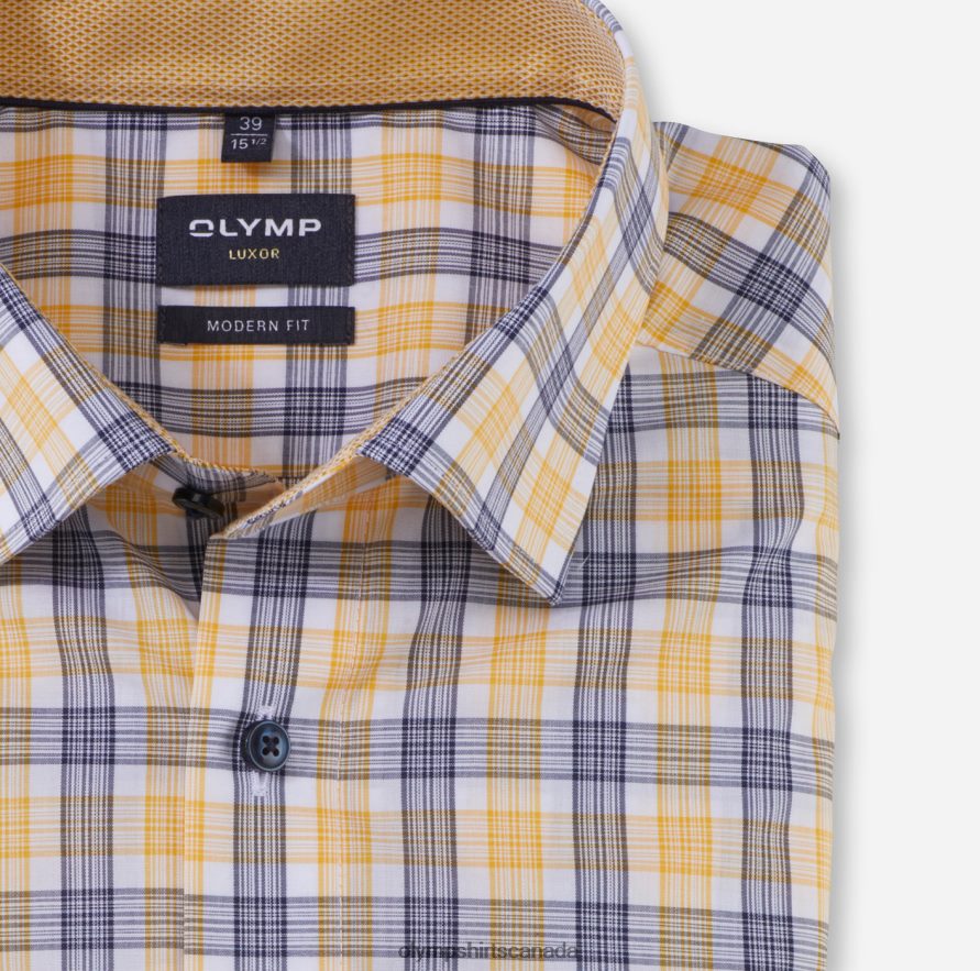 OLYMP Luxor Modern Fit Business Shirt Under Button-Down Yellow H2P42H1176 Clothing