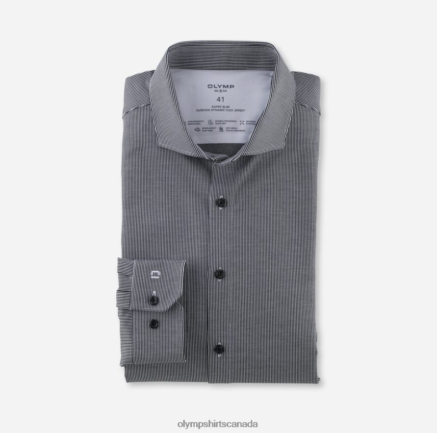 OLYMP No Six 24/Seven Super Slim Business Shirt Cutaway Black H2P42H118 Clothing