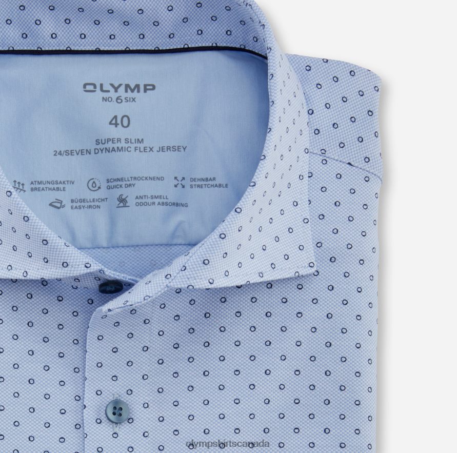 OLYMP No Six 24/Seven Super Slim Business Shirt Kent Bleu H2P42H142 Clothing