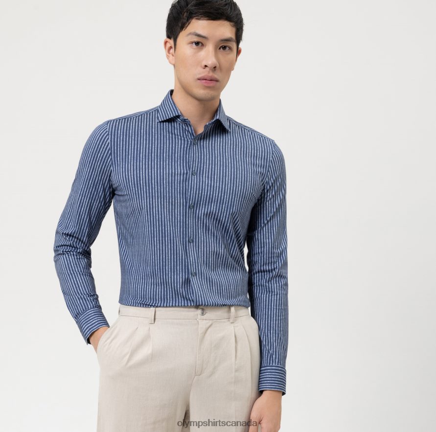 OLYMP No Six 24/Seven Super Slim Business Shirt Kent Marine H2P42H105 Clothing