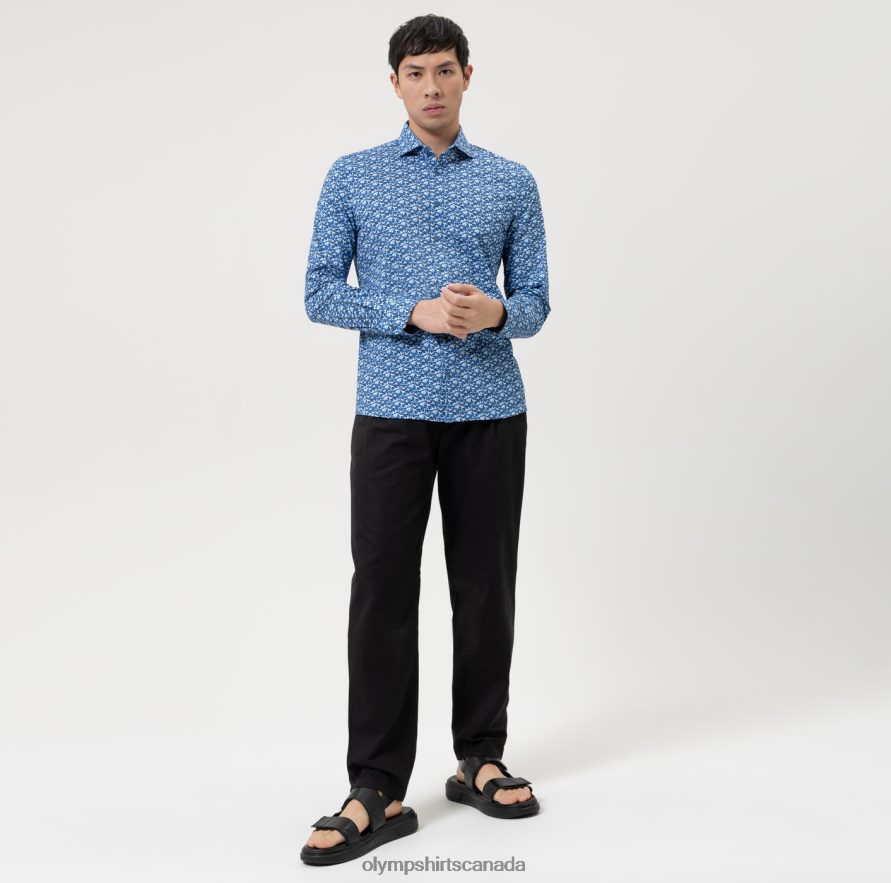 OLYMP No Six 24/Seven Super Slim Business Shirt Kent Marine H2P42H138 Clothing