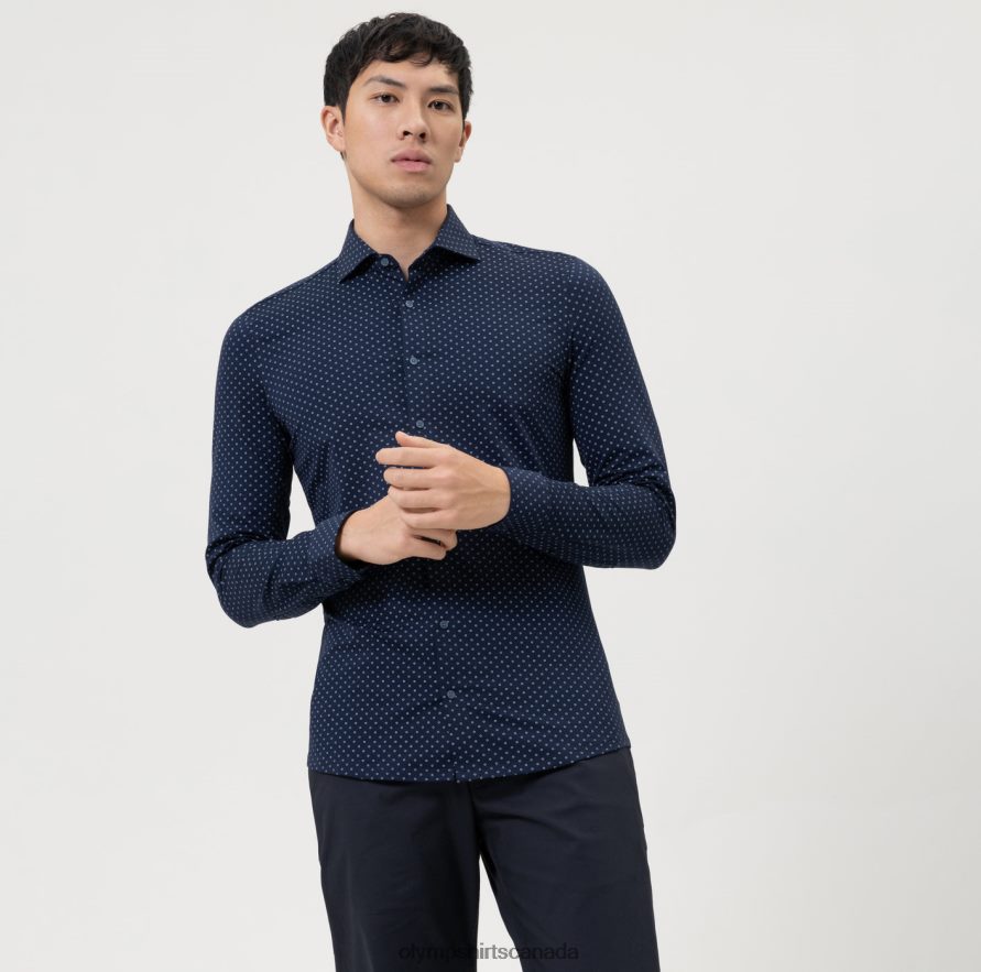 OLYMP No Six 24/Seven Super Slim Business Shirt Kent Marine H2P42H163 Clothing