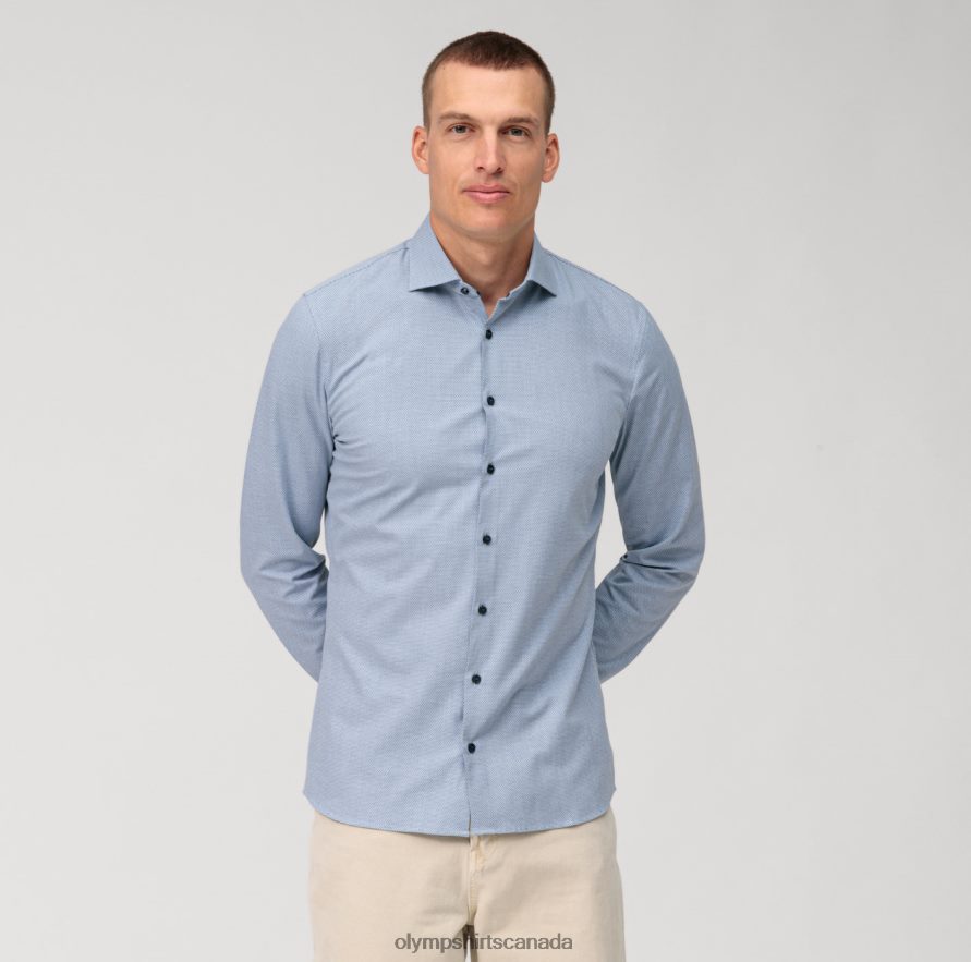 OLYMP No Six 24/Seven Super Slim Business Shirt Long Sleeve Extra Long Kent Bleu H2P42H305 Clothing