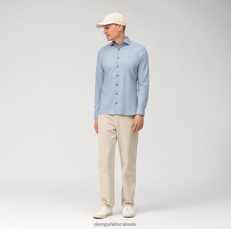 OLYMP No Six 24/Seven Super Slim Business Shirt Long Sleeve Extra Long Kent Bleu H2P42H305 Clothing