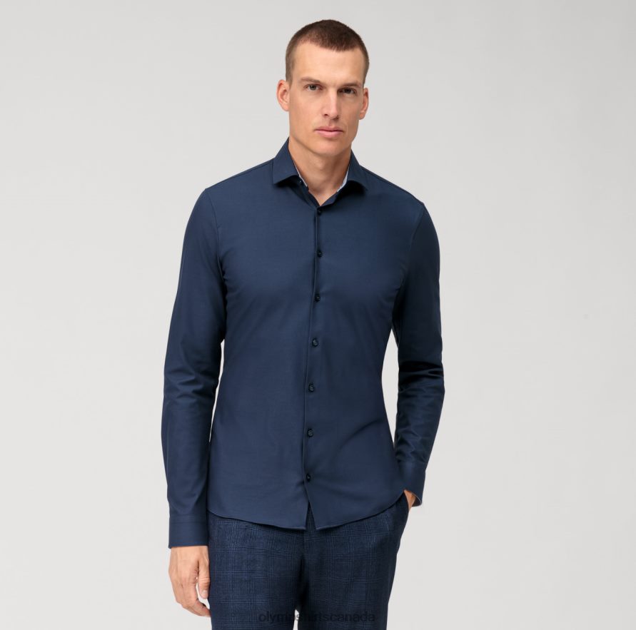 OLYMP No Six 24/Seven Super Slim Business Shirt Long Sleeve Extra Long Modern Kent Midnight Blue H2P42H297 Clothing