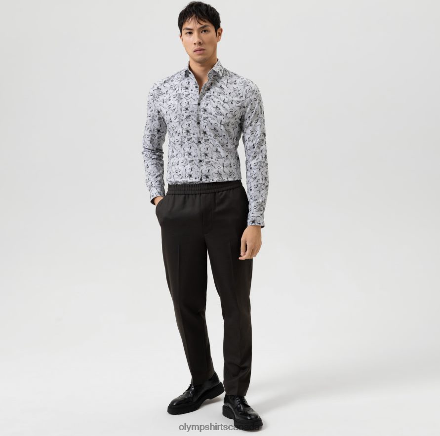 OLYMP No Six 24/Seven Super Slim Business Shirt Modern Kent Black H2P42H213 Clothing