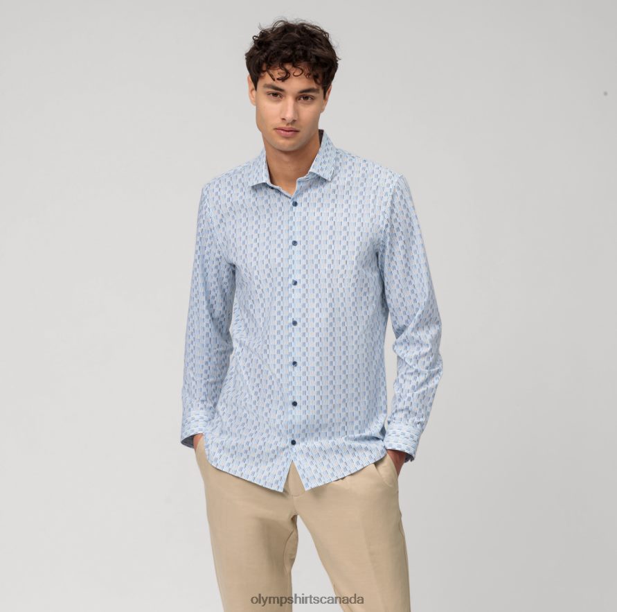 OLYMP No Six 24/Seven Super Slim Business Shirt Modern Kent Bleu H2P42H153 Clothing