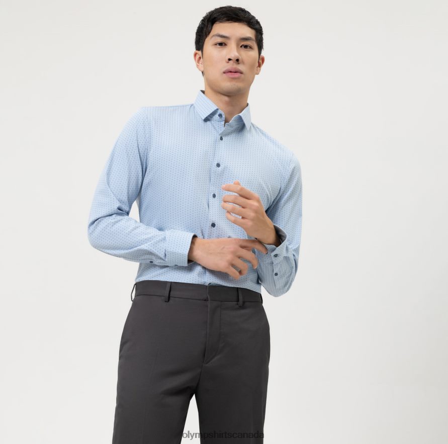 OLYMP No Six 24/Seven Super Slim Business Shirt Modern Kent Bleu H2P42H24 Clothing