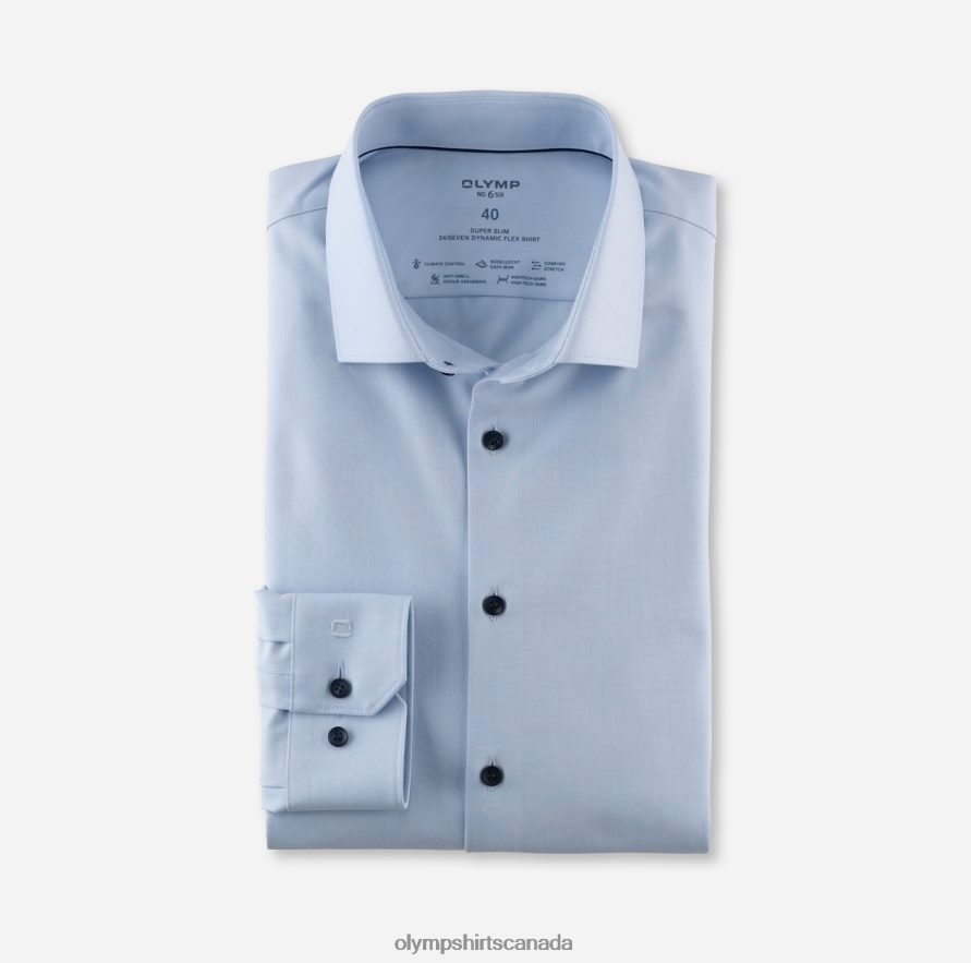 OLYMP No Six 24/Seven Super Slim Business Shirt Modern Kent Bleu H2P42H47 Clothing