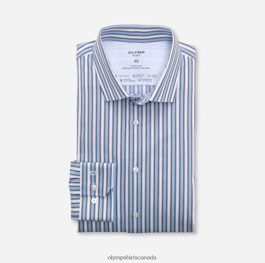 OLYMP No Six 24/Seven Super Slim Business Shirt Modern Kent Brown H2P42H197 Clothing