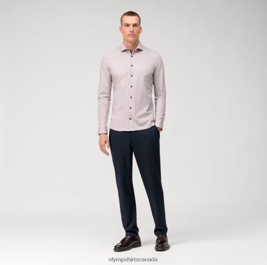 OLYMP No Six 24/Seven Super Slim Business Shirt Modern Kent Dark Red H2P42H62 Clothing