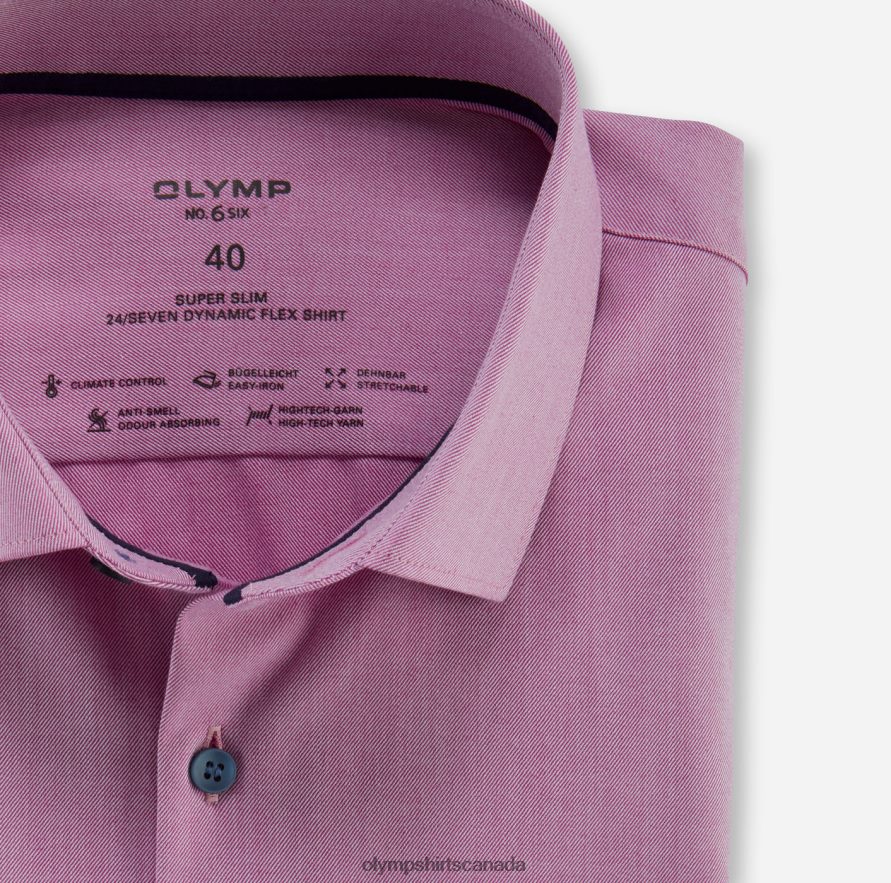 OLYMP No Six 24/Seven Super Slim Business Shirt Modern Kent Fuchsia H2P42H181 Clothing