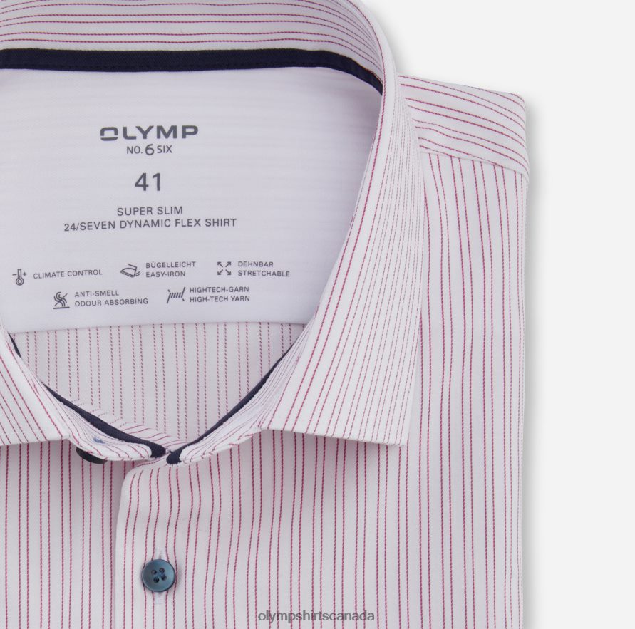 OLYMP No Six 24/Seven Super Slim Business Shirt Modern Kent Fuchsia H2P42H182 Clothing