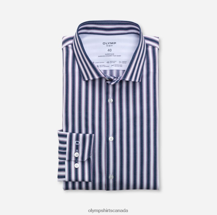 OLYMP No Six 24/Seven Super Slim Business Shirt Modern Kent Garnet H2P42H212 Clothing