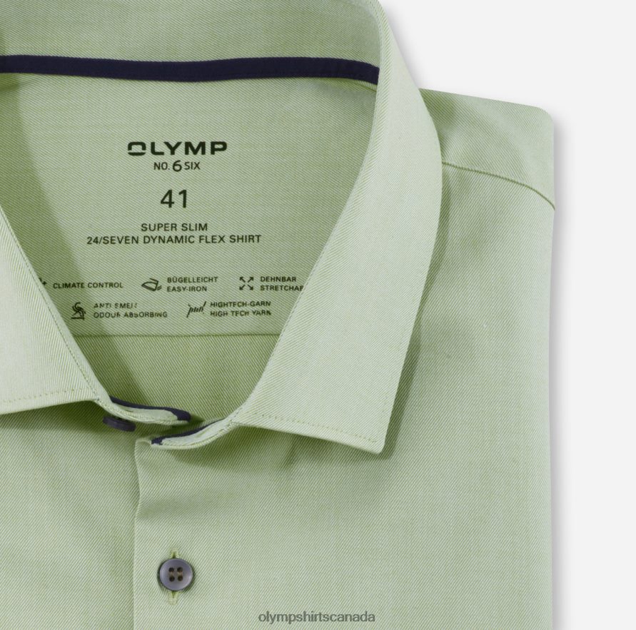 OLYMP No Six 24/Seven Super Slim Business Shirt Modern Kent Lime H2P42H228 Clothing