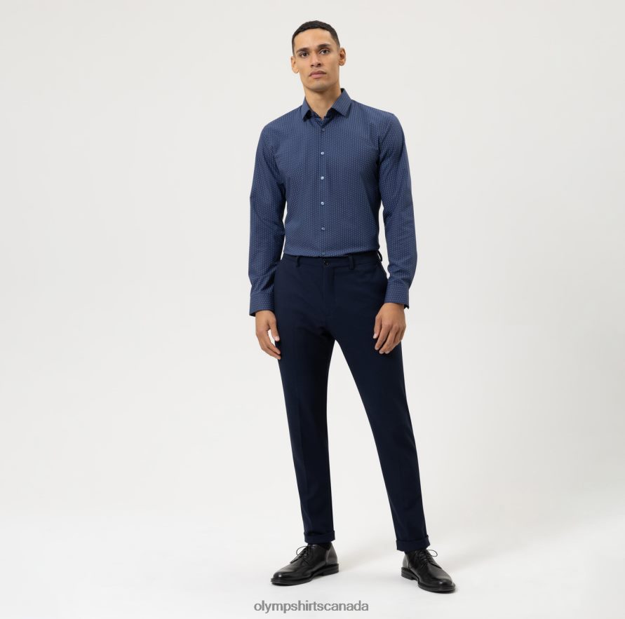 OLYMP No Six 24/Seven Super Slim Business Shirt Modern Kent Marine H2P42H16 Clothing