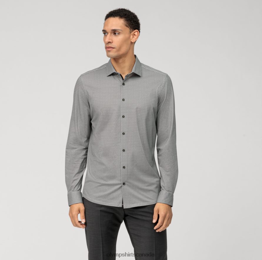 OLYMP No Six 24/Seven Super Slim Business Shirt Modern Kent Olive H2P42H129 Clothing