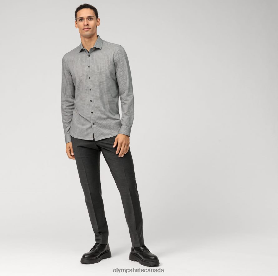 OLYMP No Six 24/Seven Super Slim Business Shirt Modern Kent Olive H2P42H129 Clothing