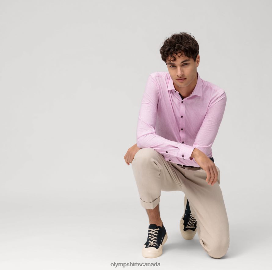 OLYMP No Six 24/Seven Super Slim Business Shirt Modern Kent Pink H2P42H224 Clothing