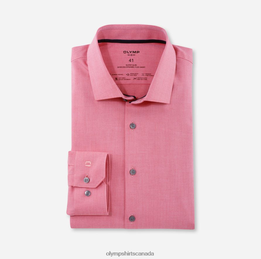 OLYMP No Six 24/Seven Super Slim Business Shirt Modern Kent Red H2P42H235 Clothing