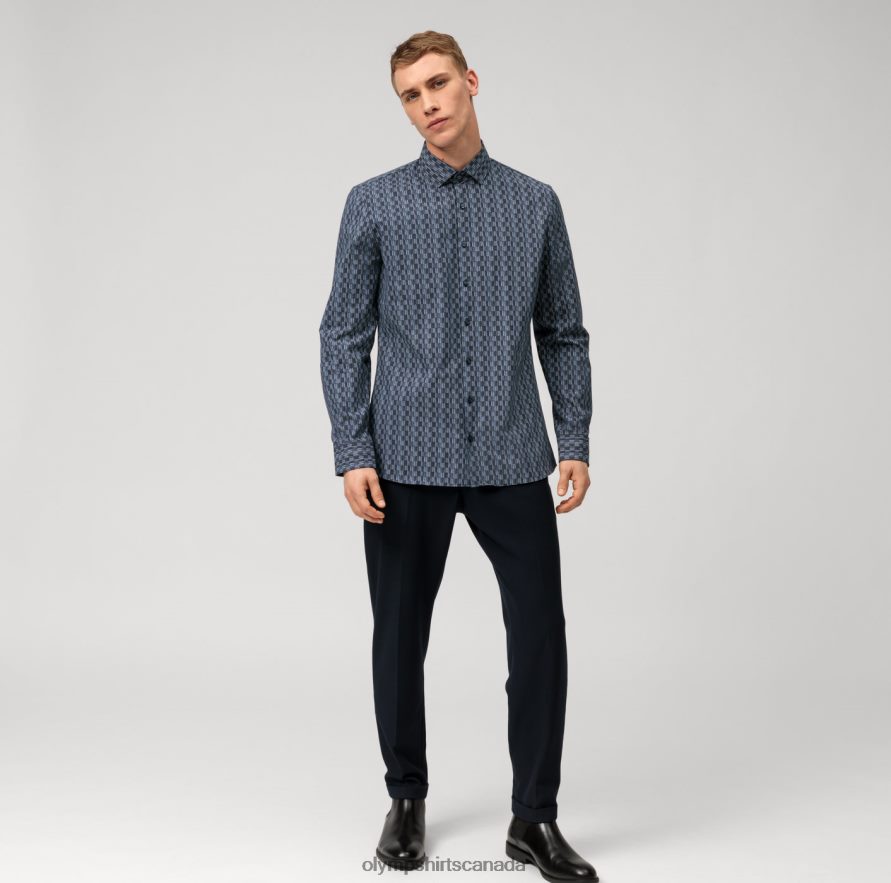 OLYMP No Six 24/Seven Super Slim Business Shirt Modern Kent Taupe H2P42H35 Clothing