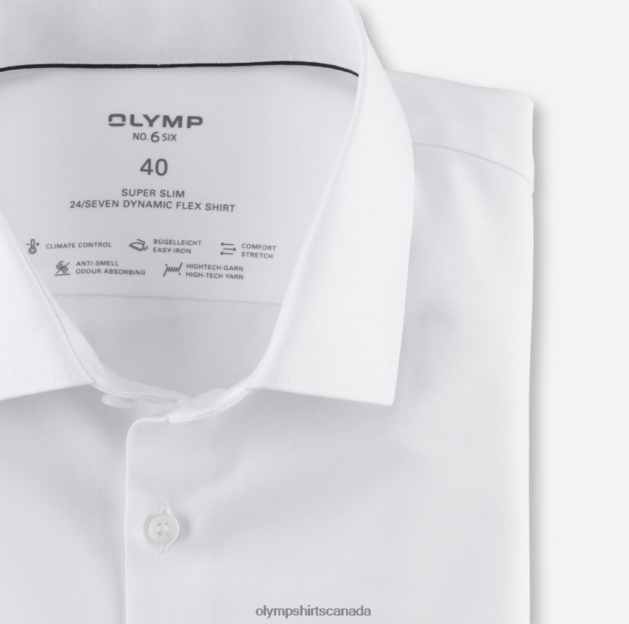 OLYMP No Six 24/Seven Super Slim Business Shirt Modern Kent White H2P42H126 Clothing