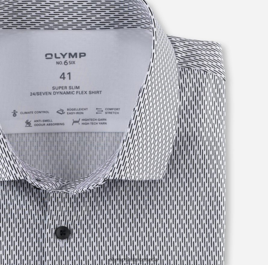 OLYMP No Six 24/Seven Super Slim Business Shirt Modern Kent White H2P42H254 Clothing