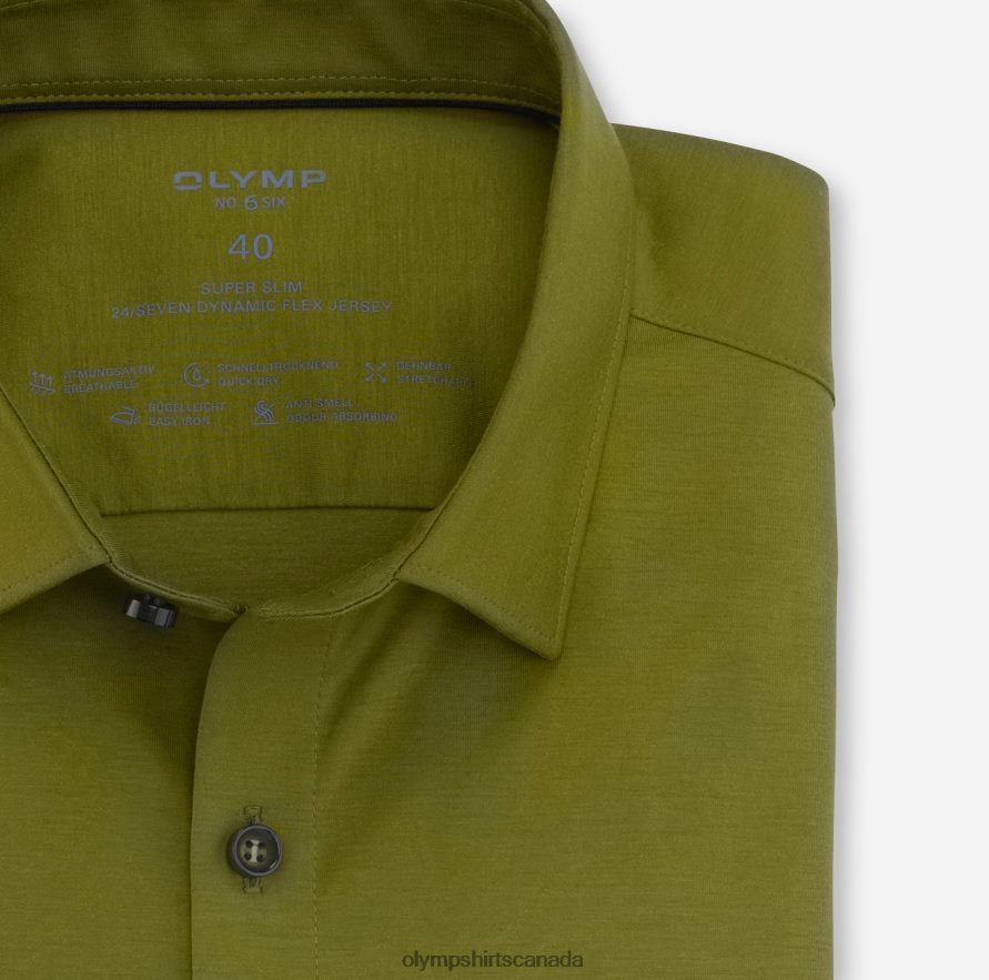 OLYMP No Six 24/Seven Super Slim Business Shirt Urban Kent Khaki H2P42H144 Clothing