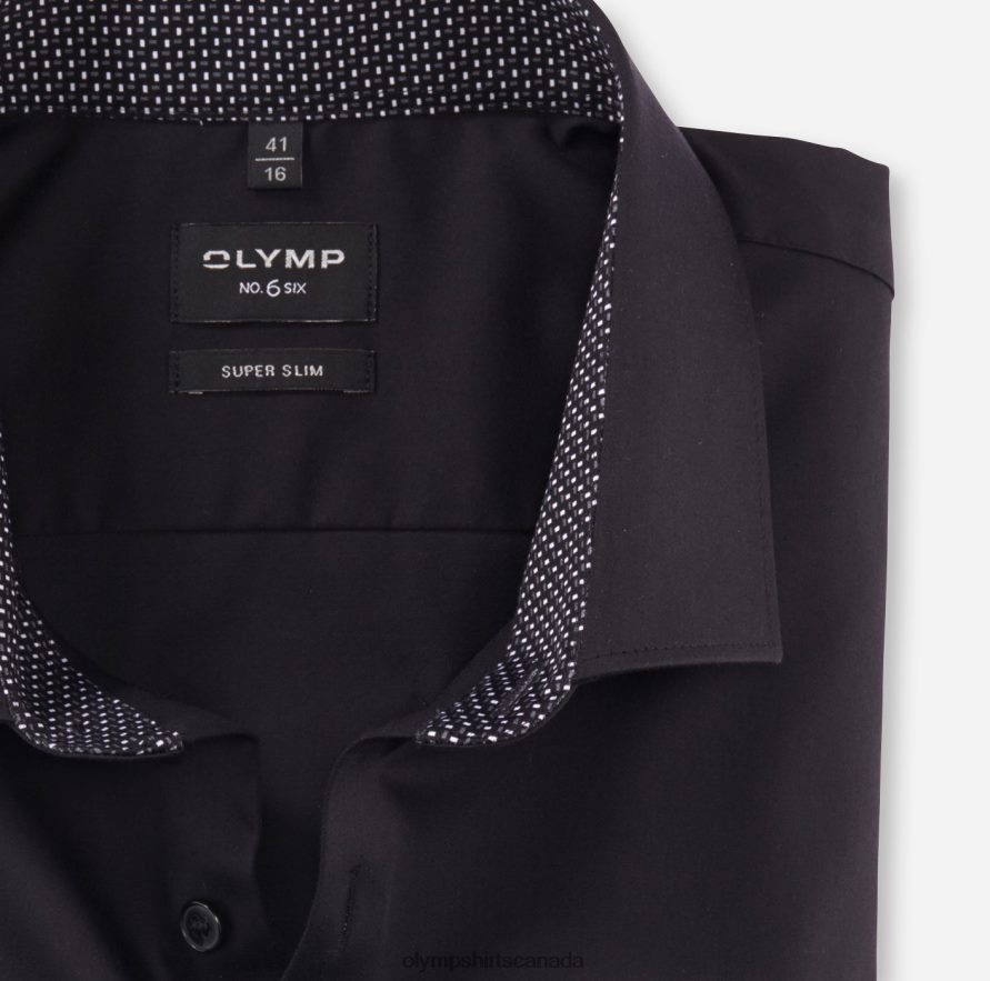 OLYMP No Six Super Slim Business Shirt Long Sleeve Extra Long Modern Kent Black H2P42H306 Clothing