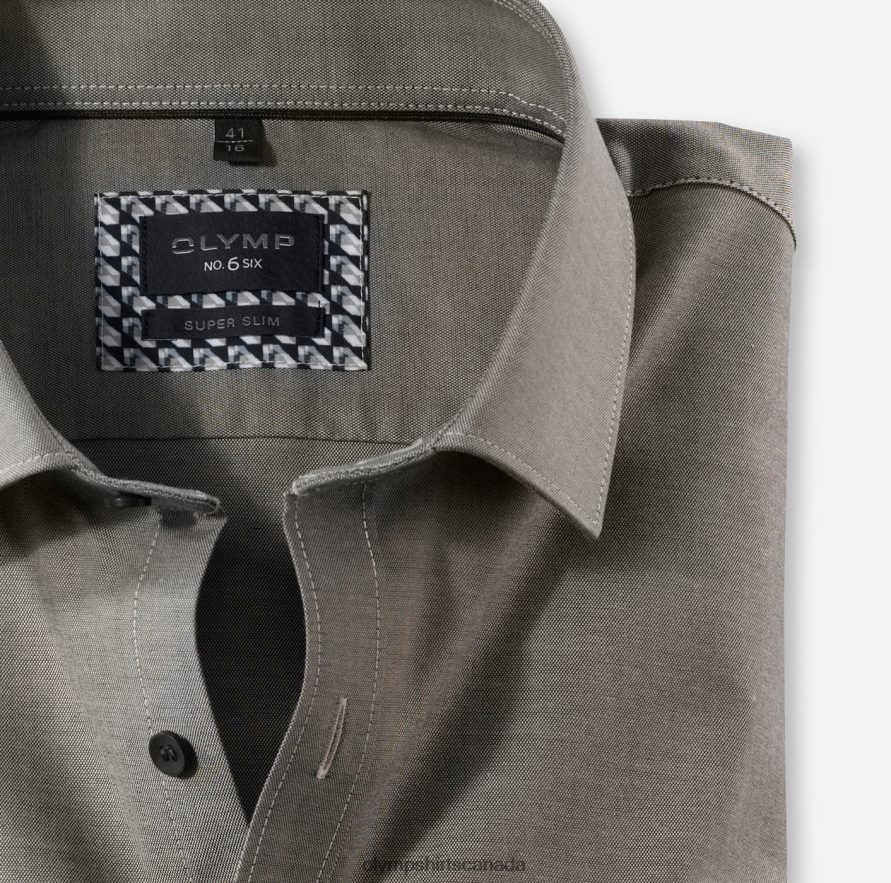 OLYMP No Six Super Slim Business Shirt Long Sleeve Extra Long Modern Kent Brown H2P42H326 Clothing