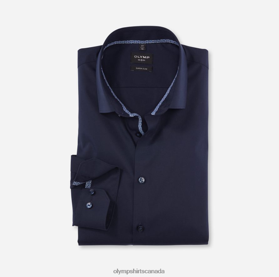 OLYMP No Six Super Slim Business Shirt Long Sleeve Extra Long Modern Kent Cobalt H2P42H301 Clothing