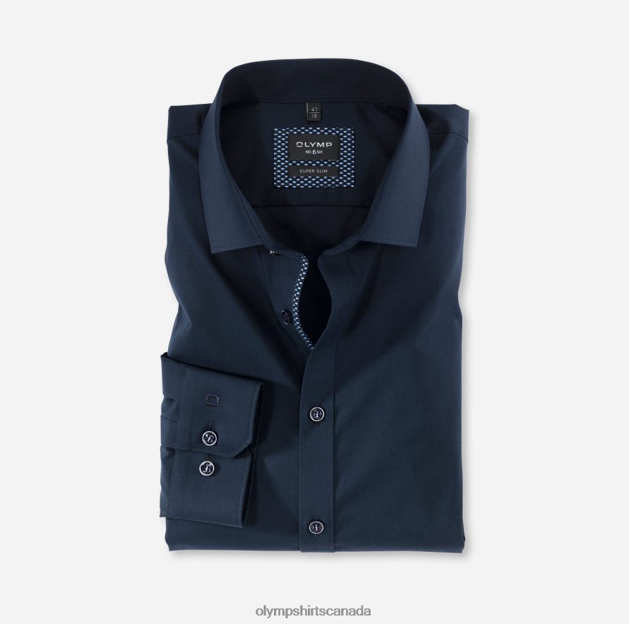 OLYMP No Six Super Slim Business Shirt Long Sleeve Extra Long Modern Kent Marine H2P42H325 Clothing