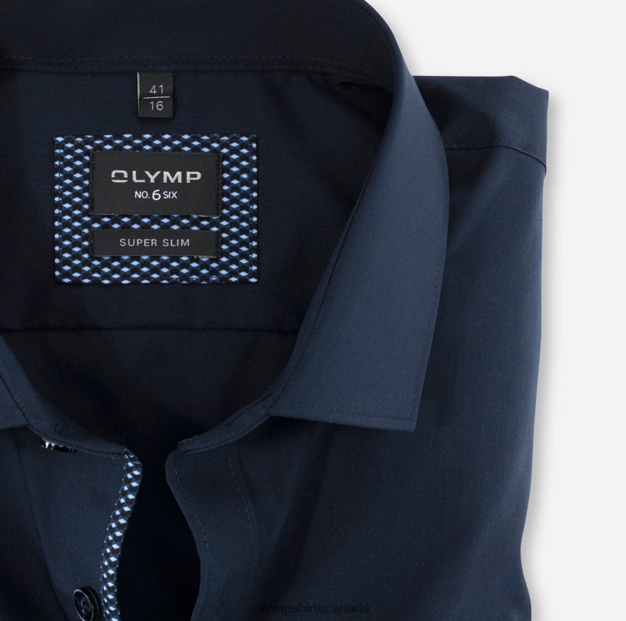 OLYMP No Six Super Slim Business Shirt Long Sleeve Extra Long Modern Kent Marine H2P42H325 Clothing