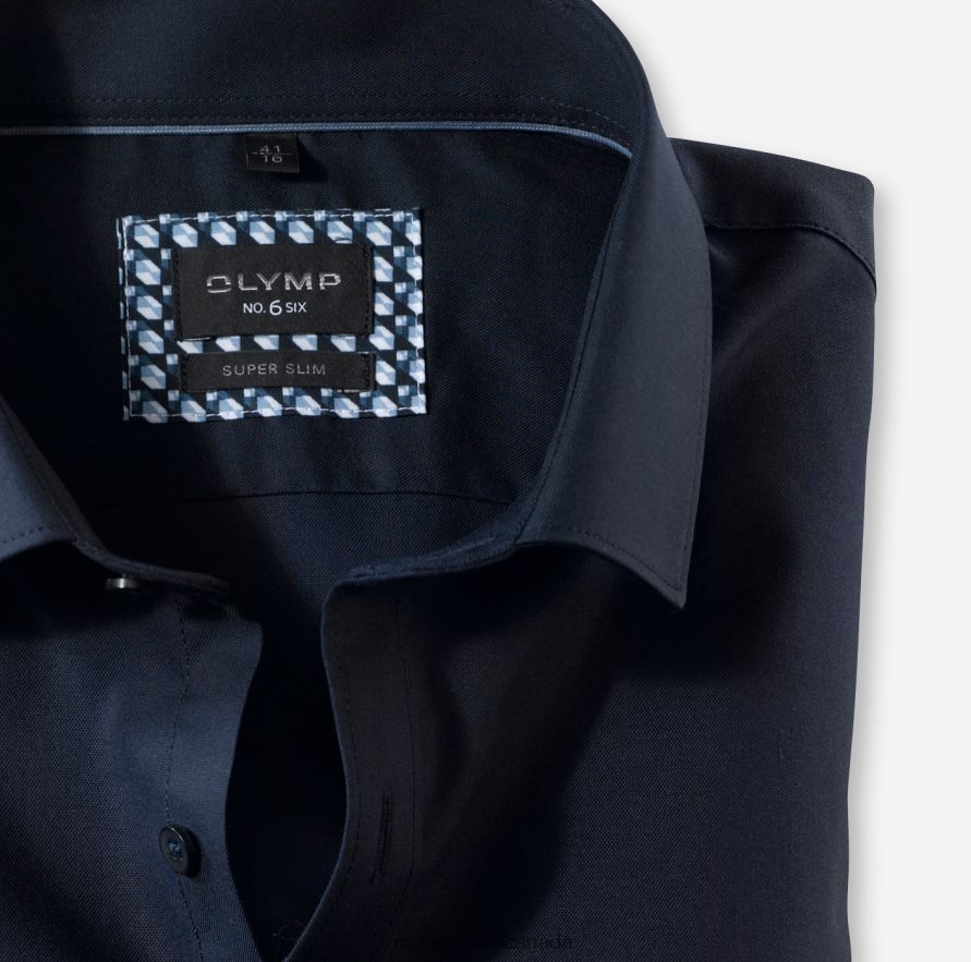OLYMP No Six Super Slim Business Shirt Long Sleeve Extra Long Modern Kent Midnight Blue H2P42H314 Clothing