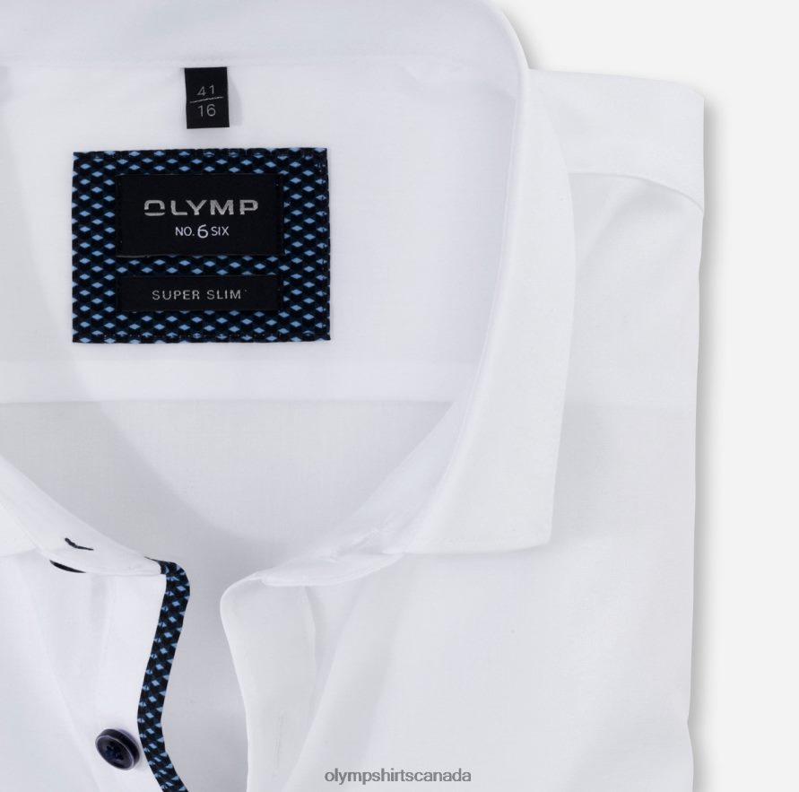OLYMP No Six Super Slim Business Shirt Long Sleeve Extra Long Modern Kent White H2P42H334 Clothing