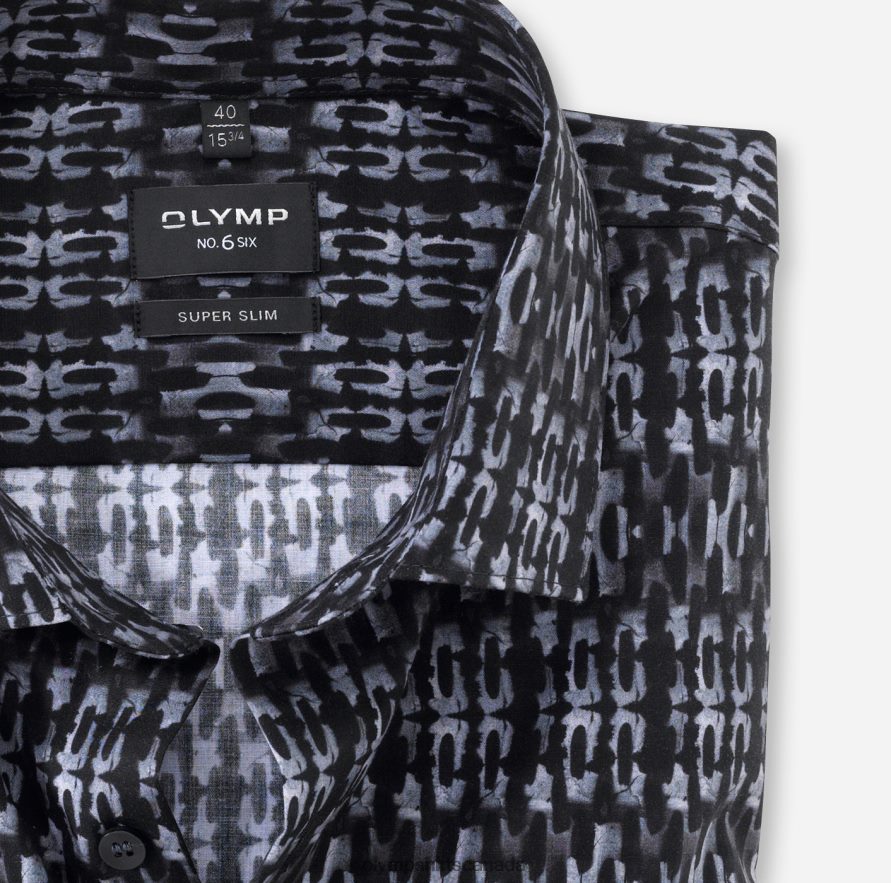 OLYMP No Six Super Slim Business Shirt Modern Kent Black H2P42H132 Clothing