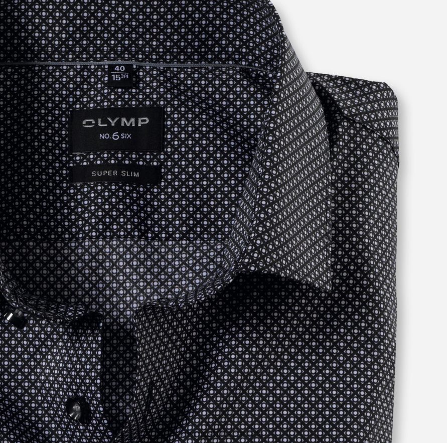 OLYMP No Six Super Slim Business Shirt Modern Kent Black H2P42H187 Clothing