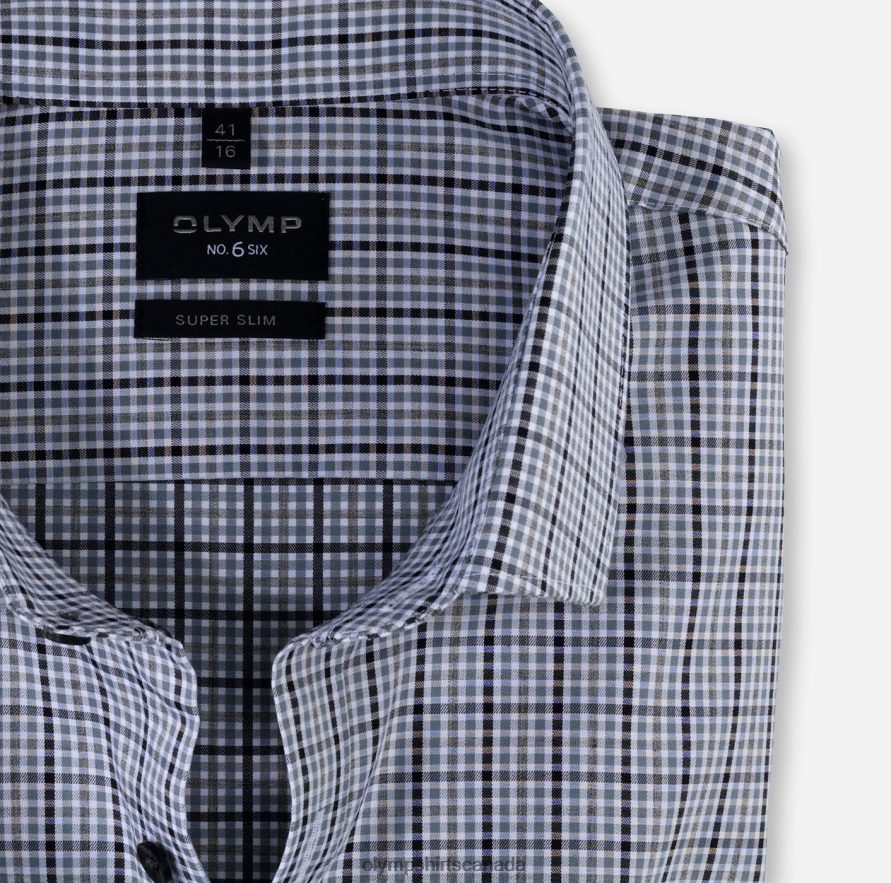 OLYMP No Six Super Slim Business Shirt Modern Kent Black H2P42H209 Clothing