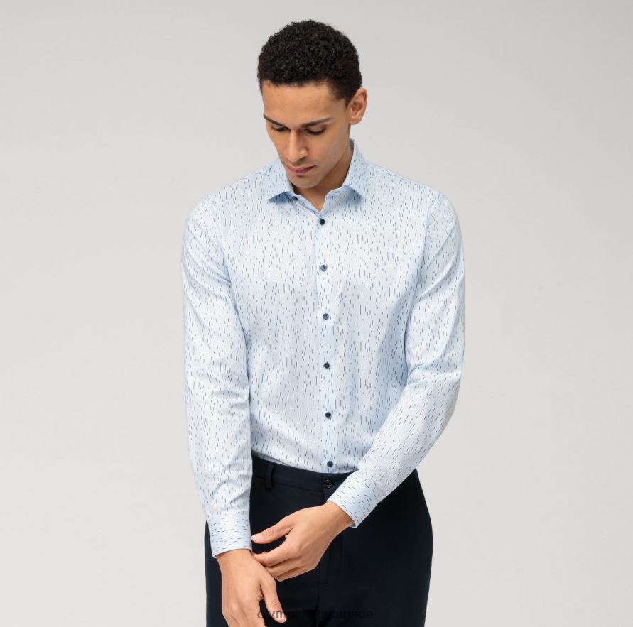 OLYMP No Six Super Slim Business Shirt Modern Kent Bleu H2P42H114 Clothing