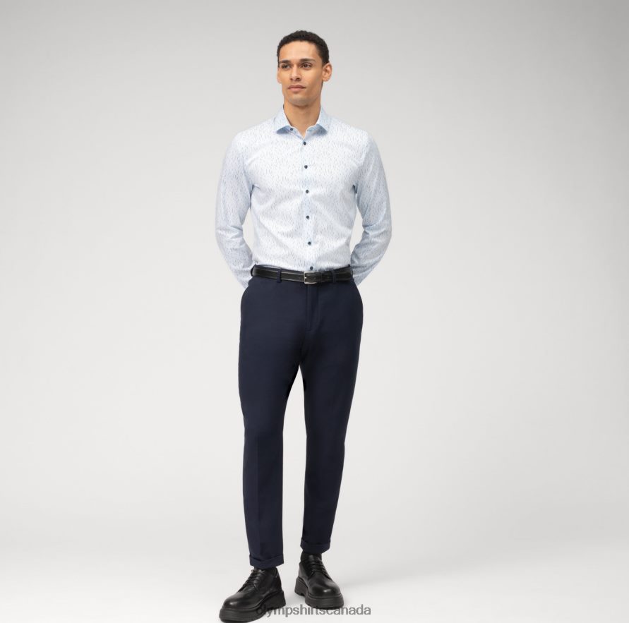 OLYMP No Six Super Slim Business Shirt Modern Kent Bleu H2P42H114 Clothing