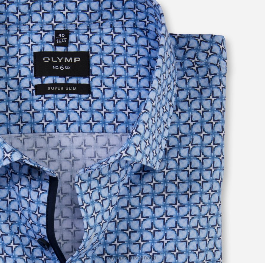OLYMP No Six Super Slim Business Shirt Modern Kent Bleu H2P42H15 Clothing