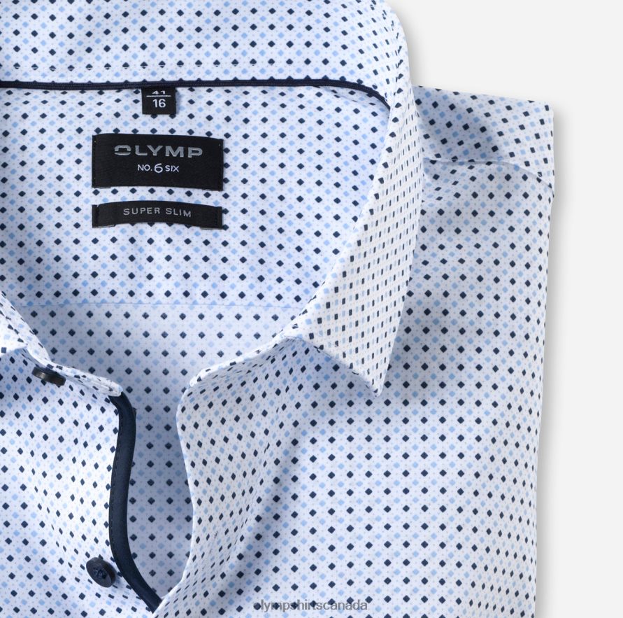 OLYMP No Six Super Slim Business Shirt Modern Kent Bleu H2P42H201 Clothing