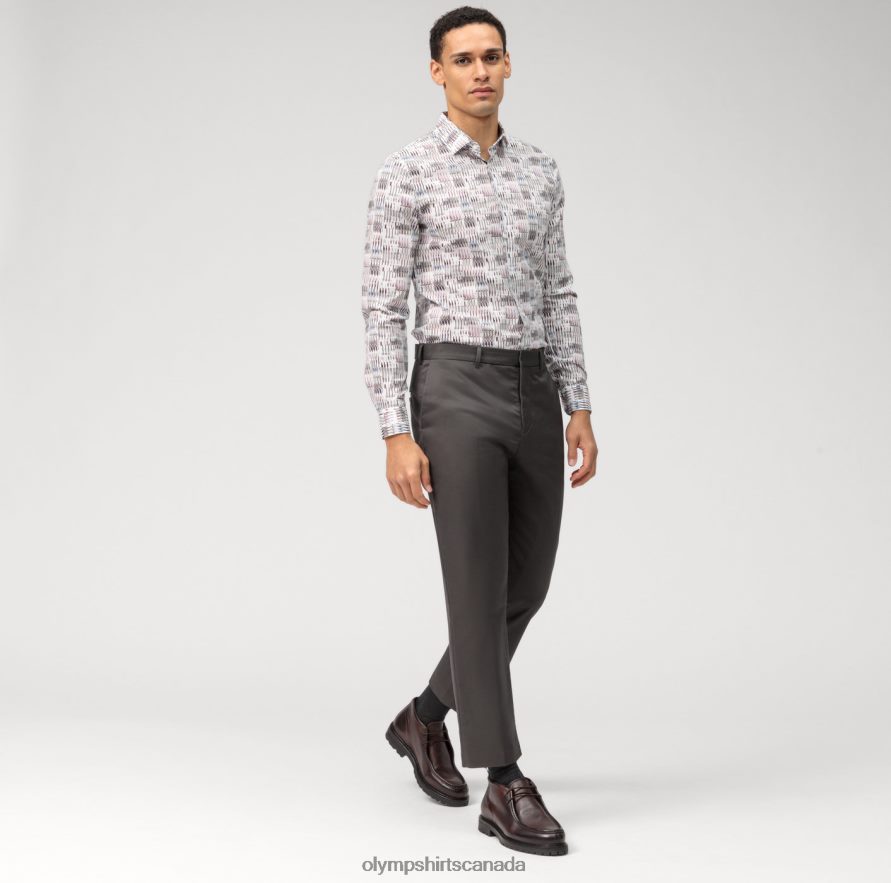 OLYMP No Six Super Slim Business Shirt Modern Kent Dark Red H2P42H247 Clothing