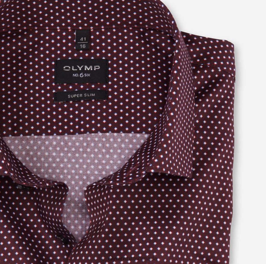 OLYMP No Six Super Slim Business Shirt Modern Kent Dark Red H2P42H72 Clothing