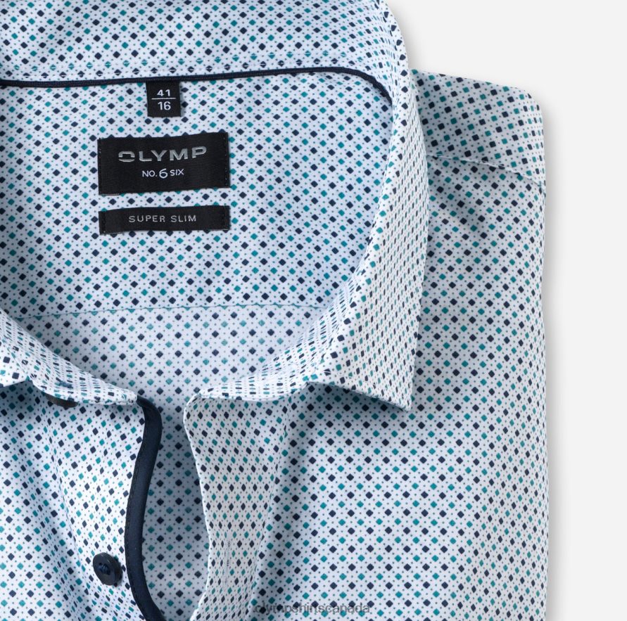 OLYMP No Six Super Slim Business Shirt Modern Kent Emerald H2P42H190 Clothing