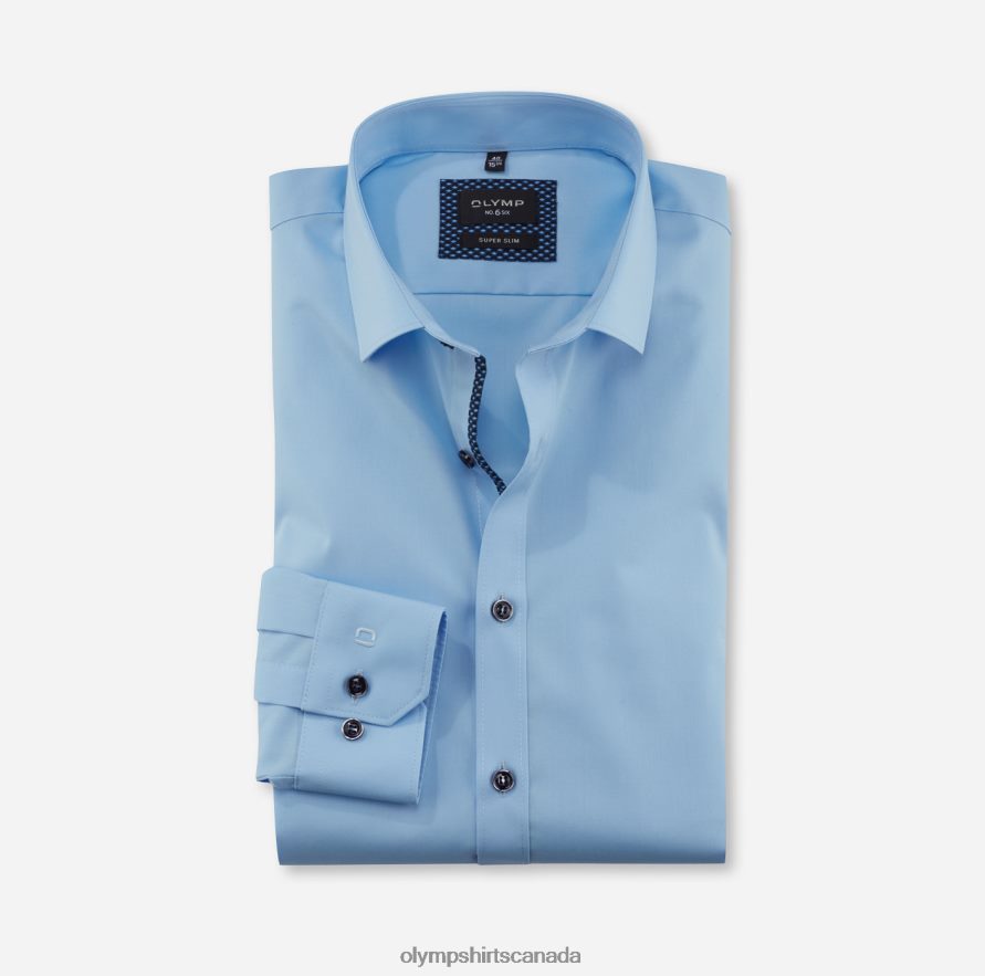 OLYMP No Six Super Slim Business Shirt Modern Kent Light Blue H2P42H283 Clothing
