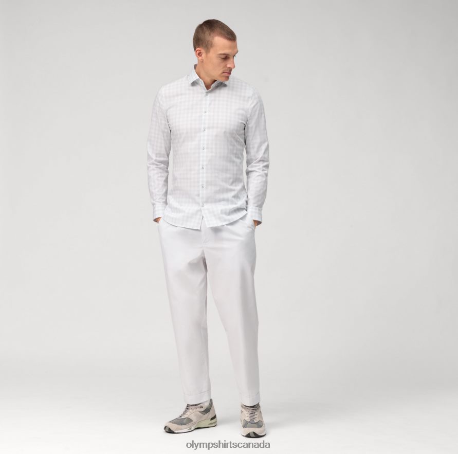 OLYMP No Six Super Slim Business Shirt Modern Kent Light Grey H2P42H95 Clothing
