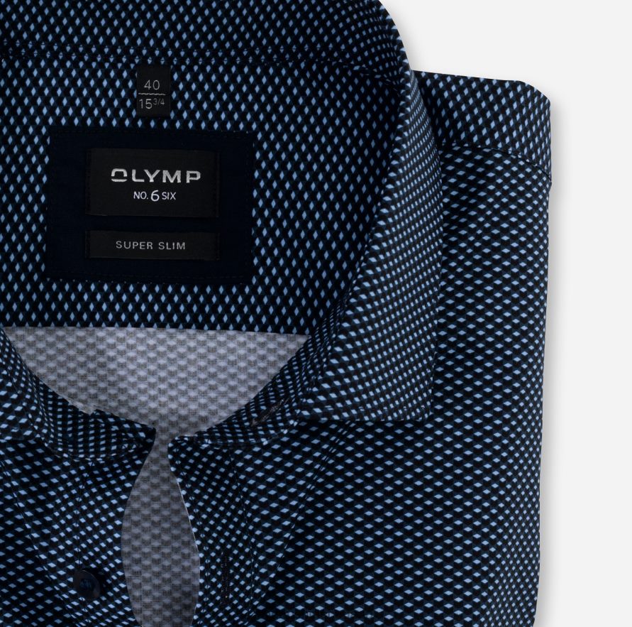 OLYMP No Six Super Slim Business Shirt Modern Kent Marine H2P42H250 Clothing