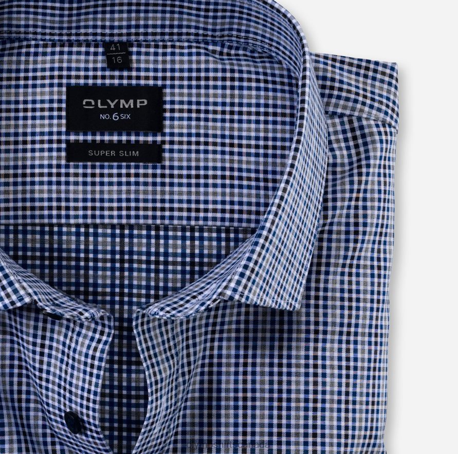 OLYMP No Six Super Slim Business Shirt Modern Kent Marine H2P42H260 Clothing